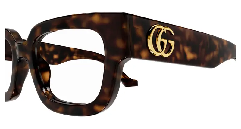 Gucci Donna GG1548O 005 Montature da vista Acetato Havana Trasparente Squadrata miniatura 2