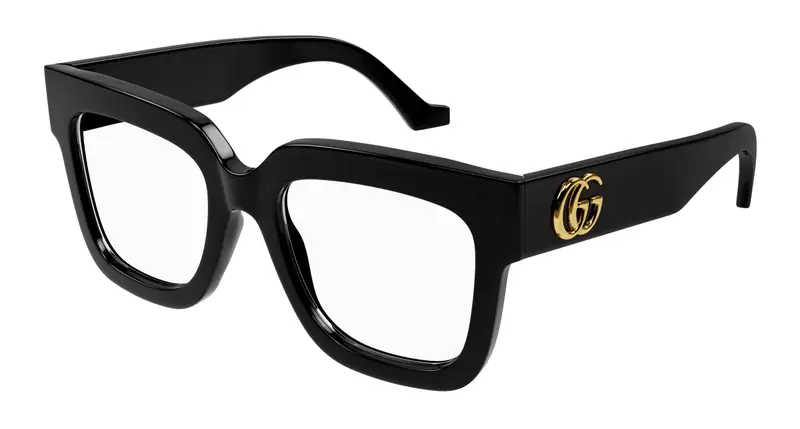 Gucci Donna GG1549O 001 Montature da vista Acetato Nero Trasparente Squadrata