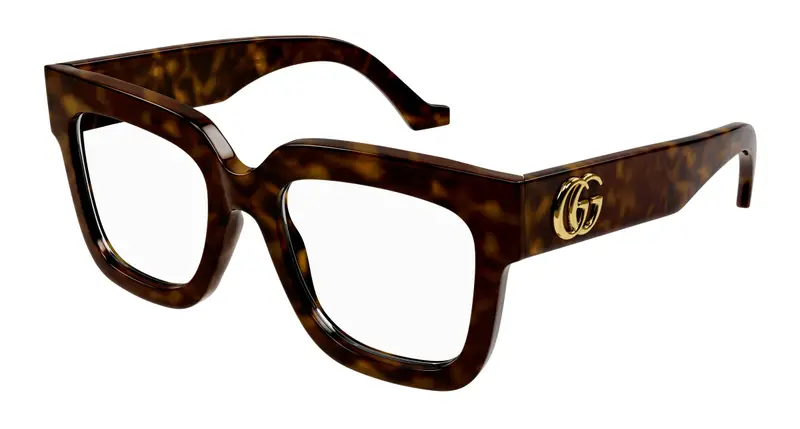 Gucci Donna GG1549O 002 Montature da vista Acetato Havana Trasparente Squadrata