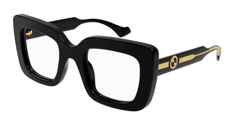 Donna GG1554O 001 Montature da vista Acetato Nero Trasparente Squadrata