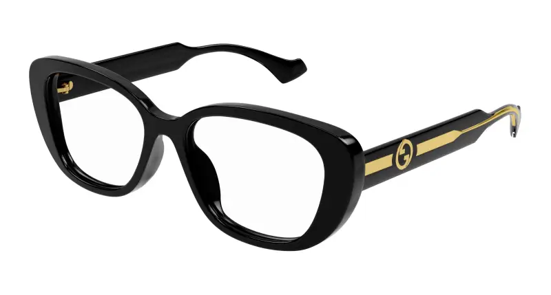 Donna GG1559OK 001 Montature da vista Acetato Nero Trasparente Rotonda