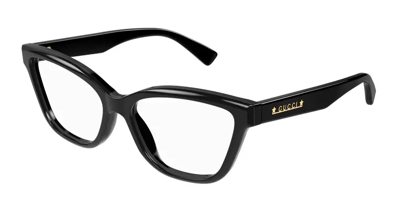 Gucci Donna GG1589O 001 Montature da vista Acetato Nero Trasparente Cat Eye