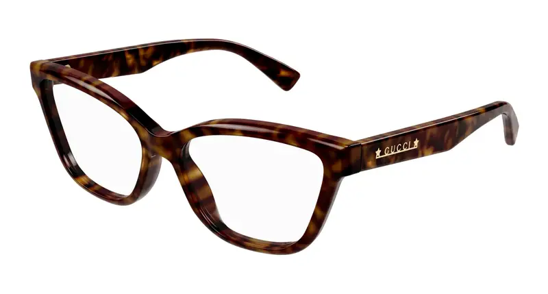 Gucci Donna GG1589O 002 Montature da vista Acetato Havana Trasparente Cat Eye