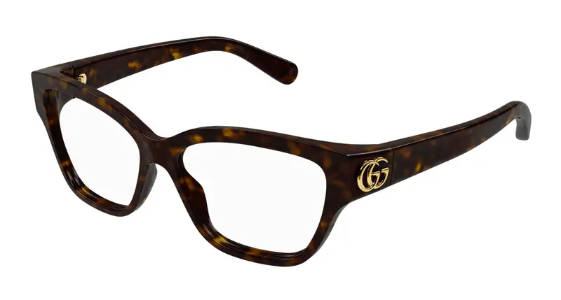 Gucci Donna GG1597O 002 Montature da vista Iniettato Havana Trasparente Cat Eye