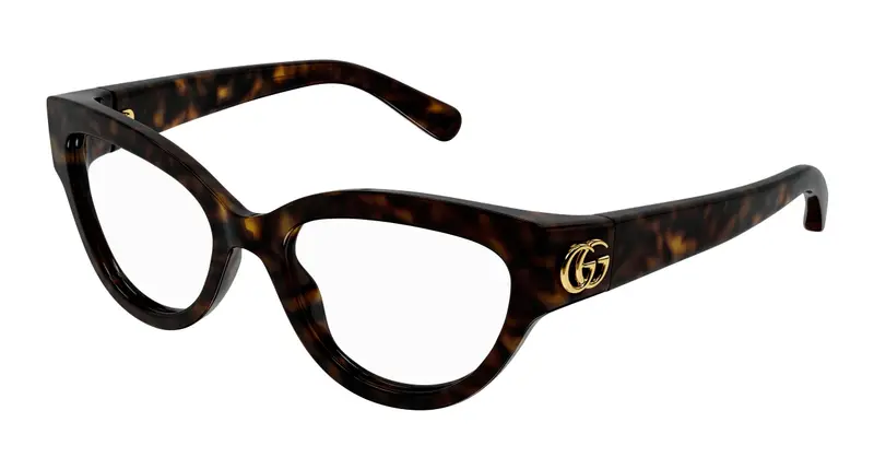 Gucci Donna GG1598O 002 Montature da vista Iniettato Havana Trasparente Cat Eye