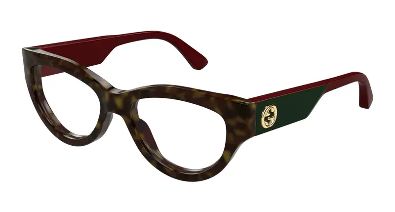 Gucci Donna GG1665O 002 Montature da vista Acetato Havana Trasparente Cat Eye