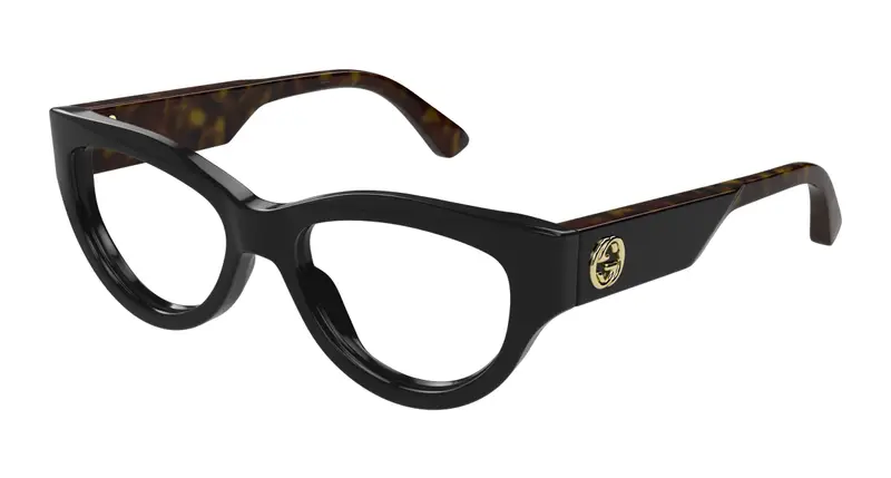 Gucci Donna GG1665O 005 Montature da vista Acetato Nero Trasparente Cat Eye