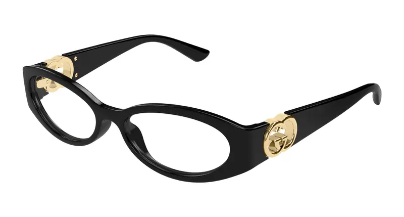Gucci Donna GG1693O 001 Montature da vista Iniettato Nero Trasparente Rotonda