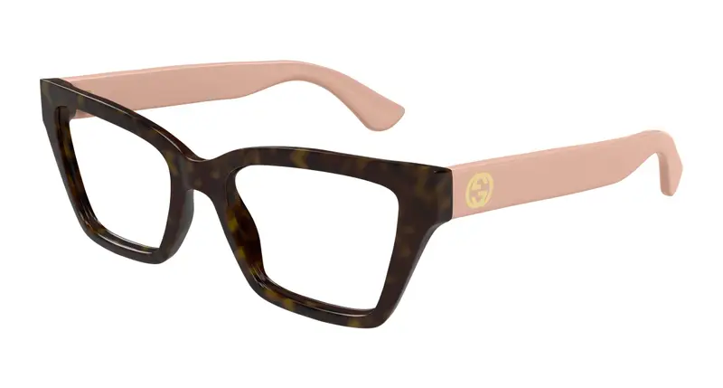 Gucci Donna GG1715O 005 Montature da vista Iniettato Havana Trasparente Cat Eye