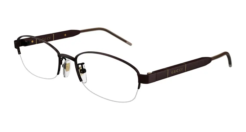 Donna GG1742OJ 002 Montature da vista Titanio Marrone Trasparente Rotonda