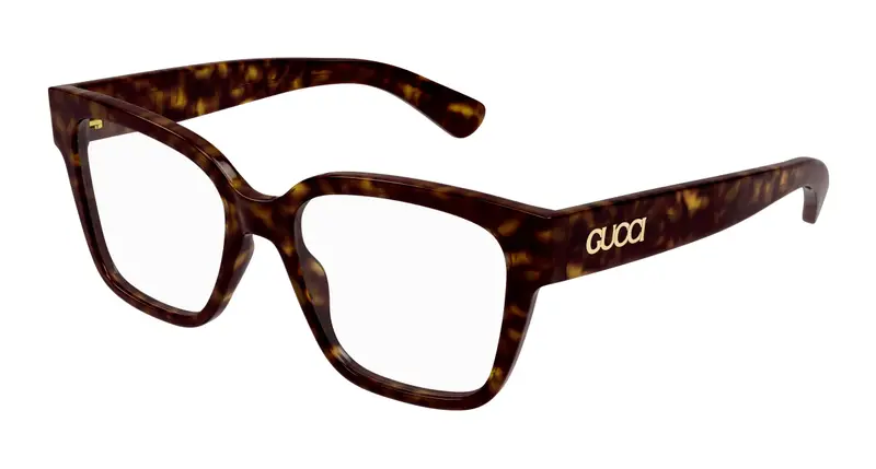 Gucci Donna GG1791O 002 Montature da vista Acetato Havana Trasparente Squadrata