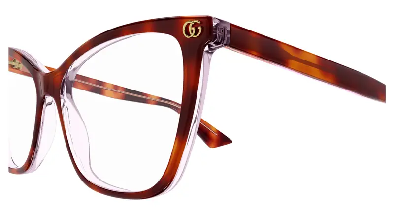 Gucci Donna GG1817O 004 Montature da vista Acetato Havana Trasparente Cat Eye miniatura 2