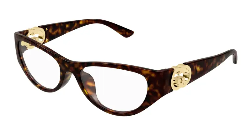 Gucci Donna GG1825O 002 Montature da vista Iniettato Havana Trasparente Cat Eye