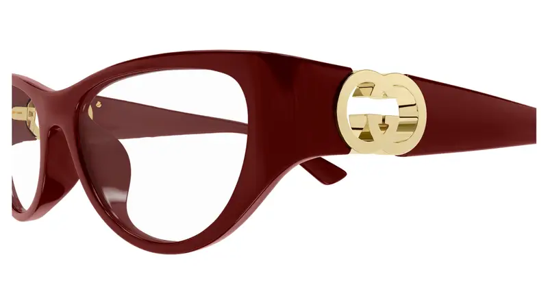 Gucci Donna GG1825O 003 Montature da vista Iniettato Bordeaux Trasparente Cat Eye miniatura 2