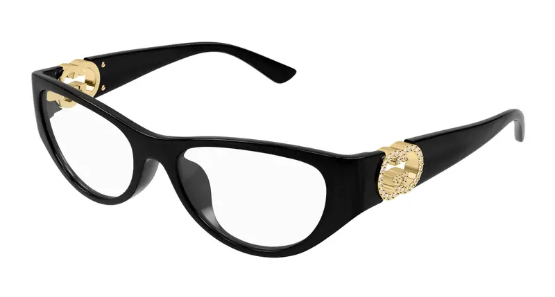 Gucci Donna GG1825O 004 Montature da vista Iniettato Nero Trasparente Cat Eye