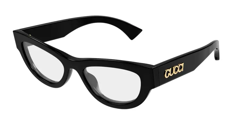 Gucci Donna GG1836O 001 Montature da vista Acetato Nero Trasparente Cat Eye