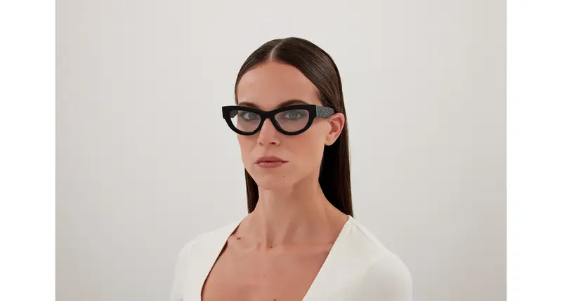 Gucci Donna GG1836O 004 Montature da vista Acetato Nero Trasparente Cat Eye miniatura 3