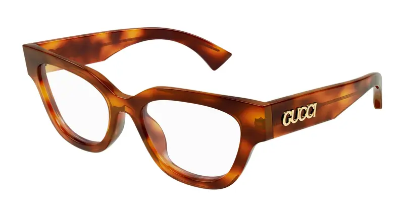 Gucci Donna GG1837O 002 Montature da vista Acetato Havana Trasparente Farfalla