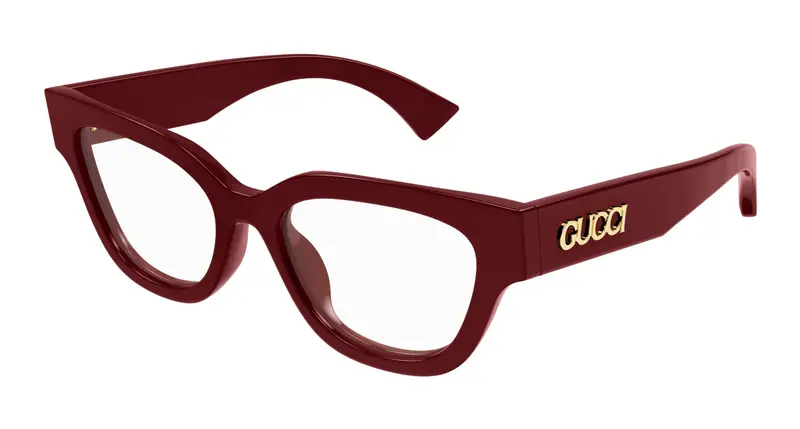 Gucci Donna GG1837O 003 Montature da vista Acetato Bordeaux Trasparente Farfalla