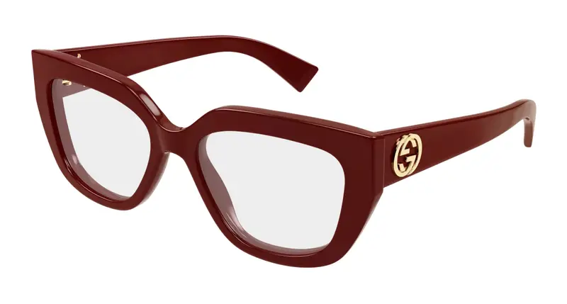 Gucci Donna GG1847O 003 Montature da vista Acetato Bordeaux Trasparente Cat Eye