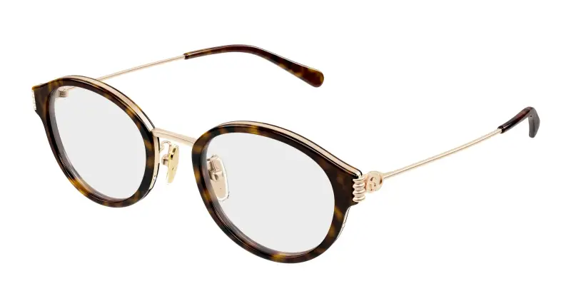 Donna GG1999OJ 002 Montature da vista Acetato Havana Trasparente Rotonda