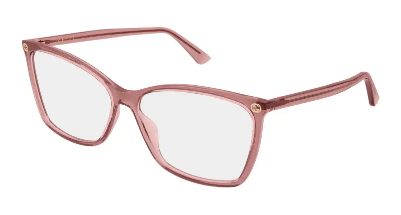 Donna Gucci GG0025O 018 Montature da vista Acetato Rosa Trasparente Cat Eye