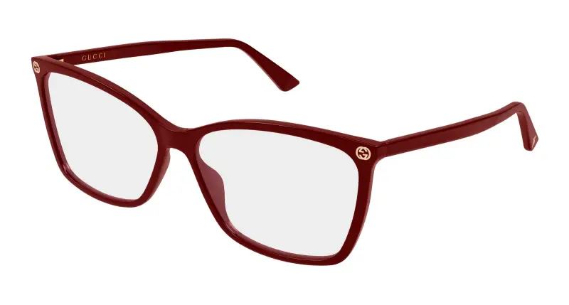 Donna Gucci GG0025O 022 Montature da vista Acetato Bordeaux Trasparente Cat Eye
