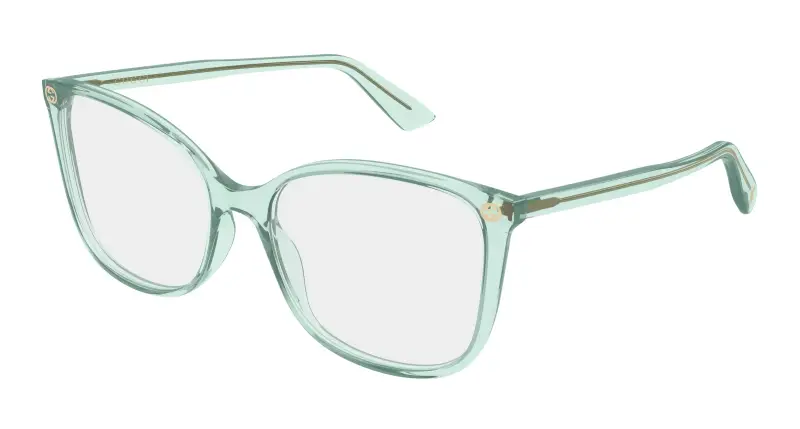Donna Gucci GG0026O 024 Montature da vista Acetato Verde Trasparente Cat Eye