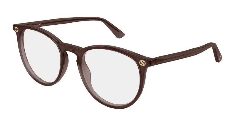 Donna Gucci GG0027O 017 Montature da vista Acetato Marrone Trasparente Rotonda