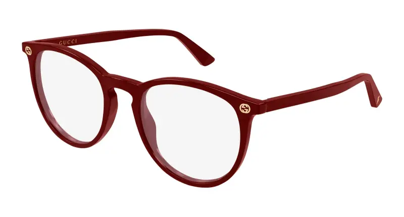 Donna Gucci GG0027O 021 Montature da vista Acetato Bordeaux Trasparente Rotonda