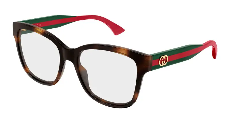 Donna Gucci GG0038ONN 002 Montature da vista Acetato Havana Trasparente Farfalla
