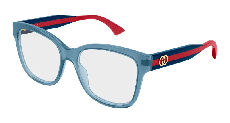 Donna Gucci GG0038ONN 004 Montature da vista Acetato Blu Trasparente Farfalla