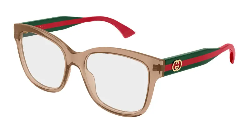 Donna Gucci GG0038ONN 005 Montature da vista Acetato Marrone Trasparente Farfalla