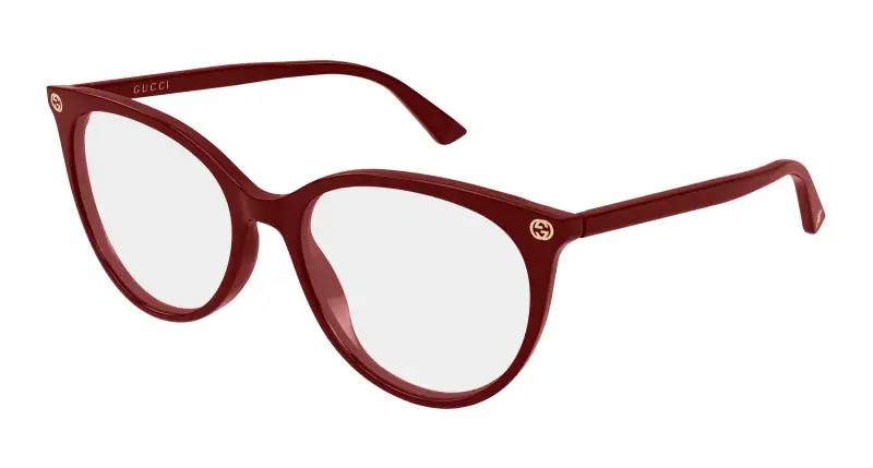Donna Gucci GG0093O 010 Montature da vista Acetato Bordeaux Trasparente Rotonda