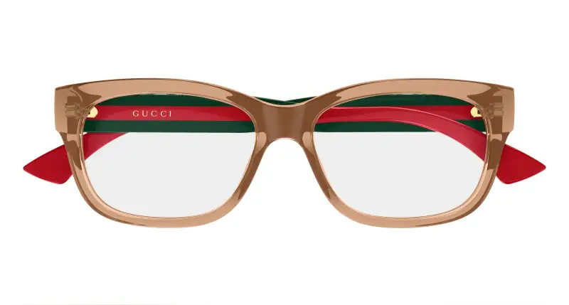 Donna Gucci GG0278ON 015 Montature da vista Acetato Marrone Trasparente Cat Eye miniatura 2