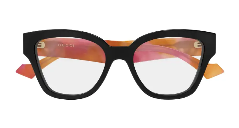 Donna Gucci GG1424O 015 Montature da vista Acetato Nero Trasparente Rotonda miniatura 2