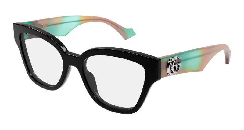 Donna Gucci GG1424O 016 Montature da vista Acetato Nero Trasparente Rotonda