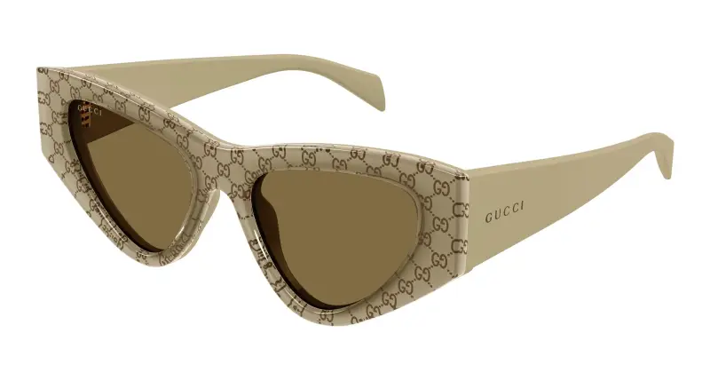 Donna Gucci GG2019S 005 Occhiali da sole Acetato Beige Marrone Cat Eye
