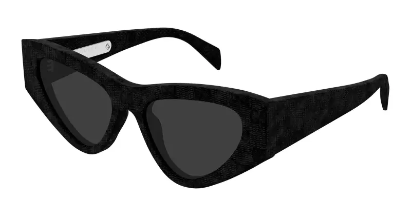 Donna Gucci GG2019S 007 Occhiali da sole Acetato Nero Grigio Cat Eye