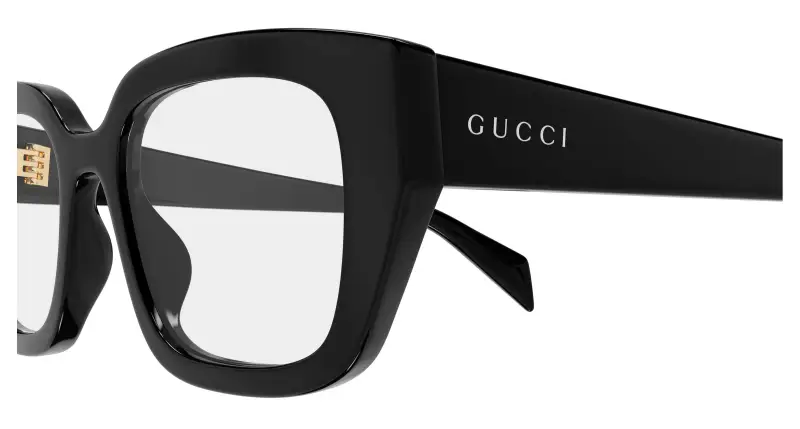 Donna Gucci GG2021O 001 Montature da vista Acetato Nero Trasparente Cat Eye miniatura 3