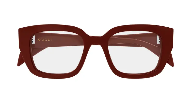 Donna Gucci GG2021O 003 Montature da vista Acetato Bordeaux Trasparente Cat Eye miniatura 2