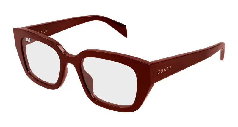 Donna Gucci GG2021O 003 Montature da vista Acetato Bordeaux Trasparente Cat Eye