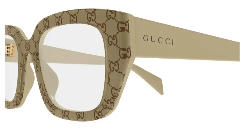 Donna Gucci GG2021O 005 Montature da vista Acetato Beige Trasparente Cat Eye miniatura 3
