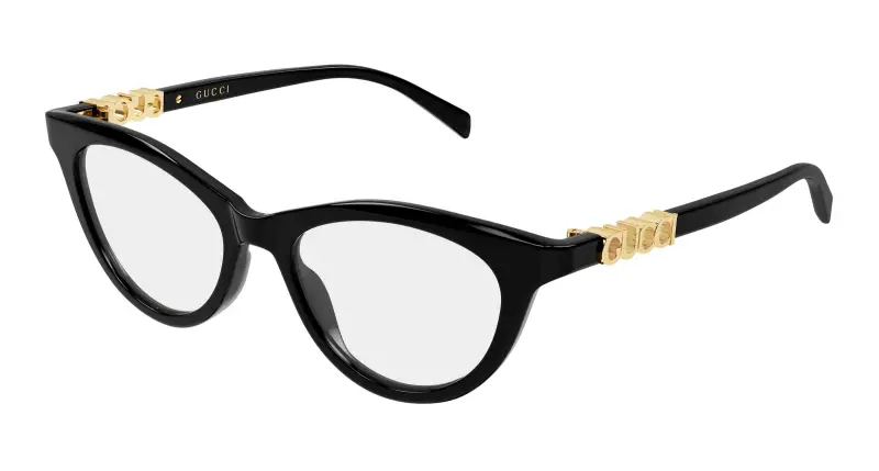 Donna Gucci GG2034O 001 Montature da vista Acetato Nero Trasparente Cat Eye