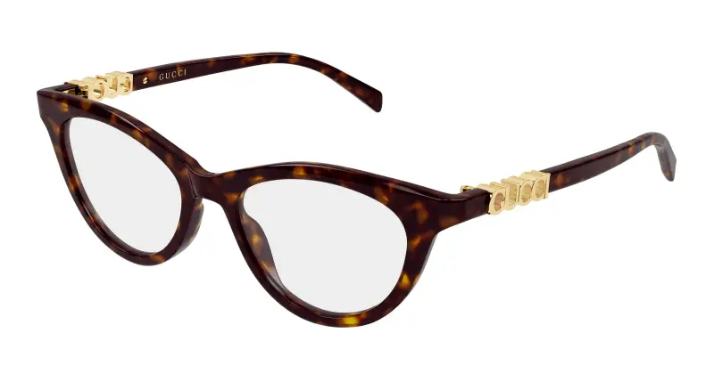 Donna Gucci GG2034O 002 Montature da vista Acetato Havana Trasparente Cat Eye
