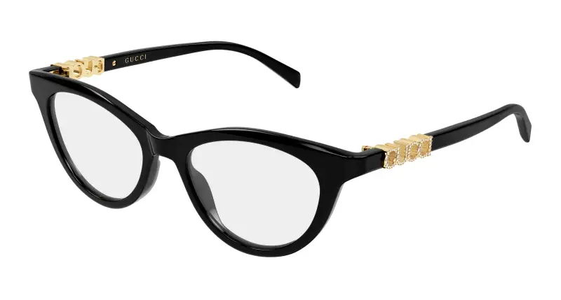 Donna Gucci GG2034O 005 Montature da vista Acetato Nero Trasparente Cat Eye