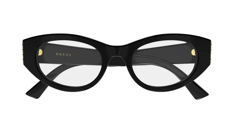 Donna Gucci GG2041O 001 Montature da vista Acetato Nero Trasparente Rotonda miniatura 2