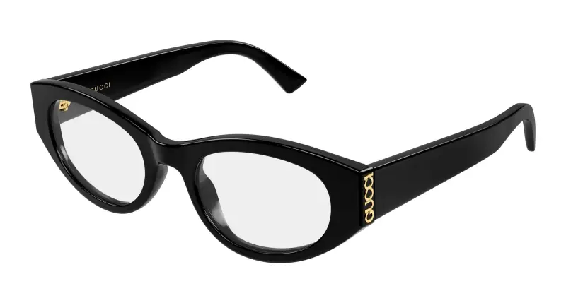 Donna Gucci GG2041O 001 Montature da vista Acetato Nero Trasparente Rotonda