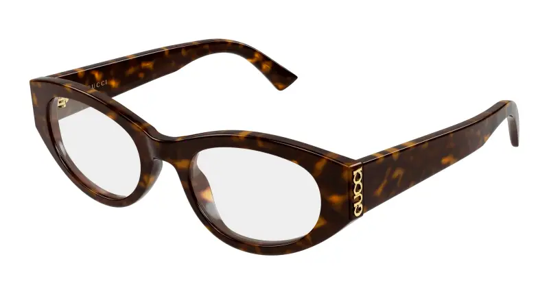 Donna Gucci GG2041O 002 Montature da vista Acetato Havana Trasparente Rotonda