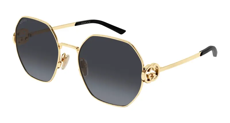 Donna Gucci GG2046S 001 Occhiali da sole Metallo Oro Grigio Geometrica